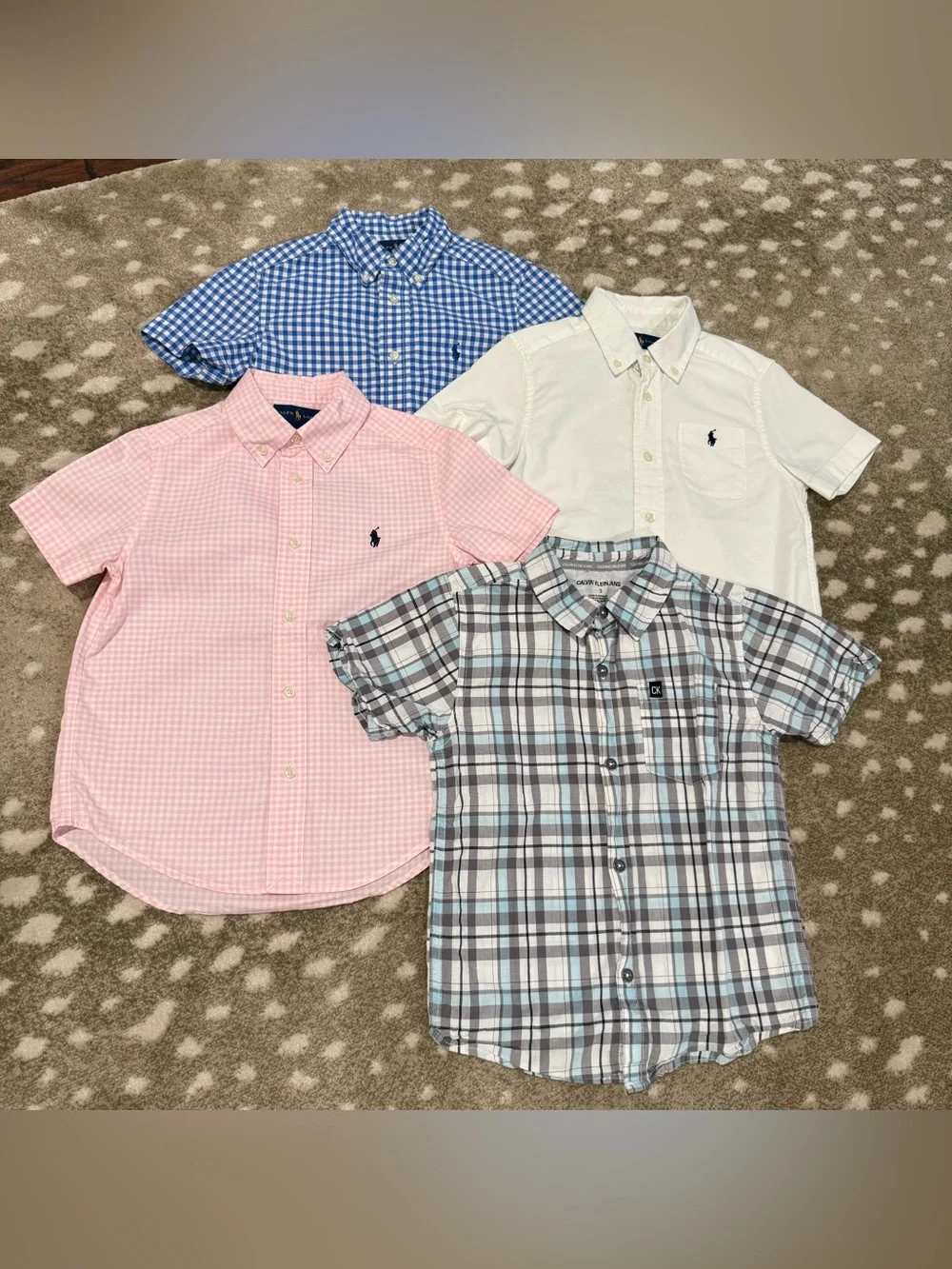 Bundle (4) Ralph Lauren/Calvin Klein Short-Sleeve Button-Down Shirts. Size 5